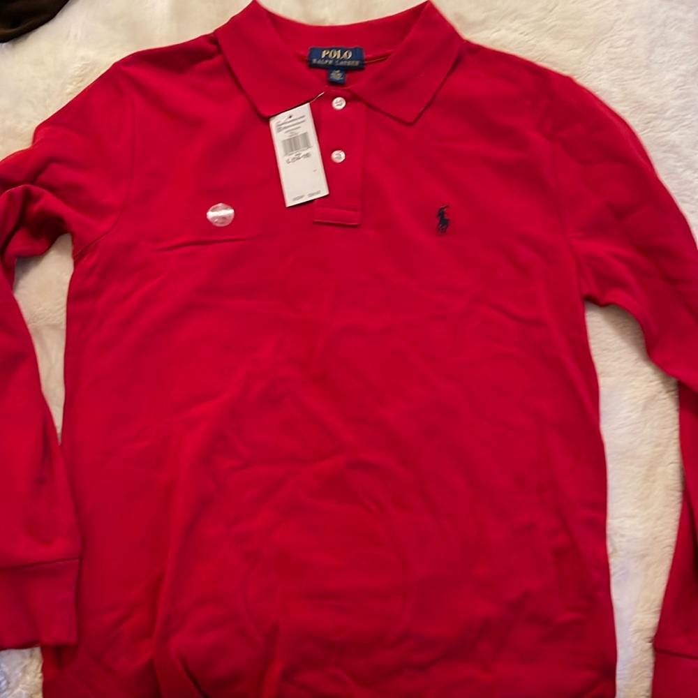 Boys Red Polo long sleeve polo